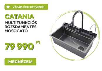 Catania multifunkciós rozsdamentes mosogató digitális csapteleppel