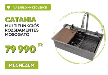 Catania multifunkciós rozsdamentes mosogató digitális csapteleppel