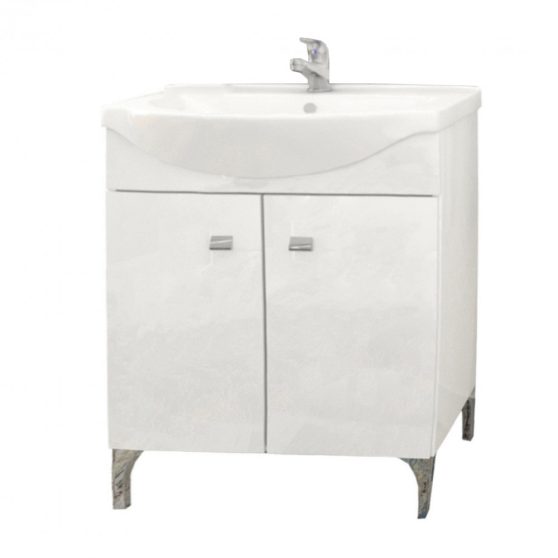 Toscano 67 alsó fürdőszobabútor kerámia mosdóval (2 ajtós), magasfényű festett fehér