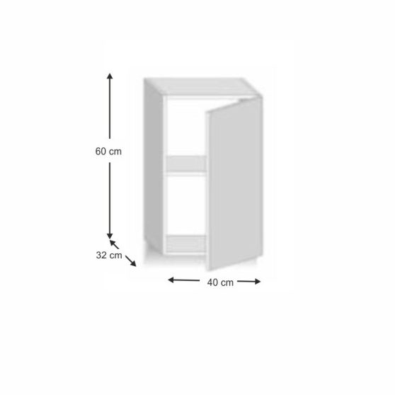LINE WHITE Felső szekrény 1 ajtós függőleges extra magasfényű fehér