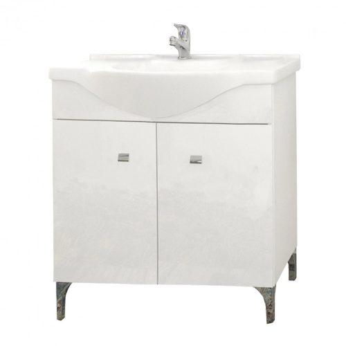 Toscano 86 alsó fürdőszobabútor kerámia mosdóval (2 ajtós), magasfényű festett fehér