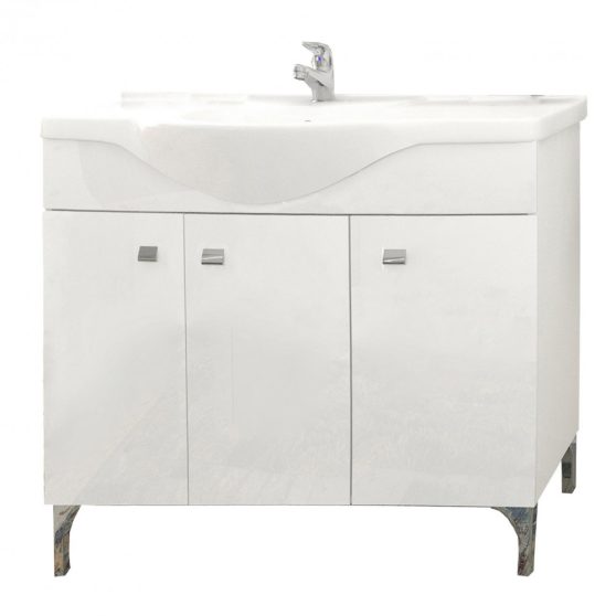 Toscano 106 alsó fürdőszobabútor kerámia mosdóval (3 ajtós), magasfényű festett fehér