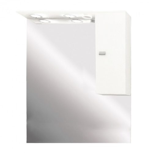 Toscano fürdőszoba tükör 70 cm LED megvilágítással, szekrénnyel, magasfényű festett fehér