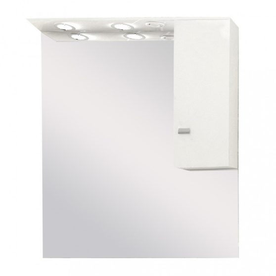 Toscano fürdőszoba tükör 81 cm LED megvilágítással, szekrénnyel, magasfényű festett fehér