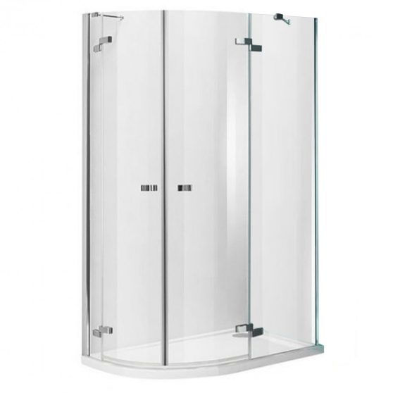 Elegant Line aszimmetrikus íves zuhanykabin kétszárnyas ajtóval tálca nélkül