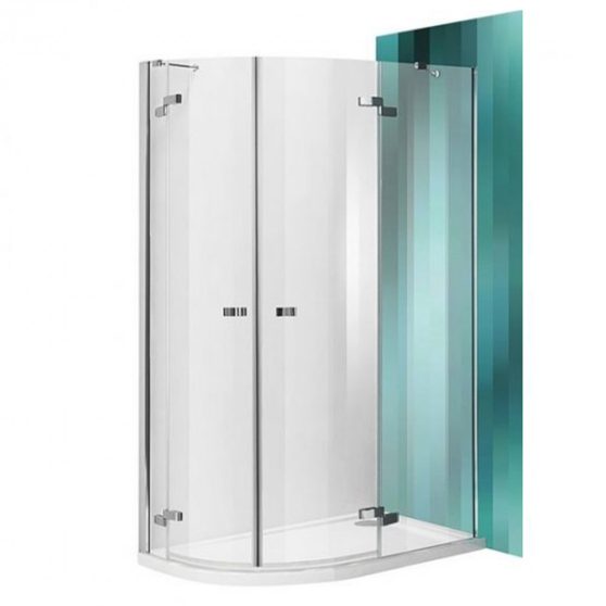 Elegant Line aszimmetrikus íves zuhanykabin kétszárnyas ajtóval tálca nélkül