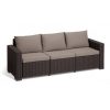 California 3 seater kerti bútor garnitúra, barna színben, meleg taupe párnával