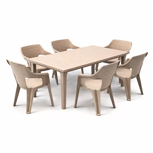 Elina 6+1 kerti bútor garnitúra szett cappuccino