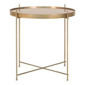 Venezia dohányzóasztal rézszínű acél, üveg Ø48xh48cm