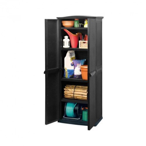 Rattan style-magas kerti tárolószekrény, grafit színben