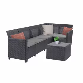 Claire VIII 5 személyes sarokgarnitúra párnatartós asztallal grafit