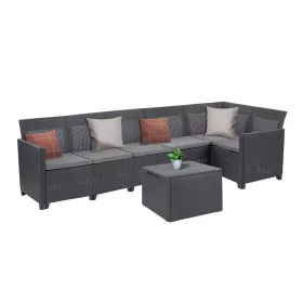 Claire VIII 6 személyes sarokgarnitúra párnatartós asztallal grafit