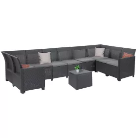 Claire VIII 9 személyes sarokgarnitúra párnatartós asztallal grafit