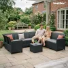Claire IX 9 személyes sarokgarnitúra párnatartós asztallal grafit