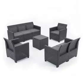 Claire V 7 személyes kerti bútor garnitúra vigo tárolós asztallal grafit