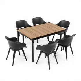 Flora 6+1 kerti bútor garnitúra szett kőris-grafit