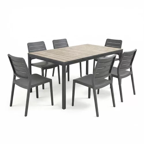 Porto Nova Prime 160 6+1 kerti bútor garnitúra szett kőris-grafit