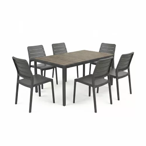 Porto Nova Prime 160 6+1 kerti bútor garnitúra szett dió-grafit