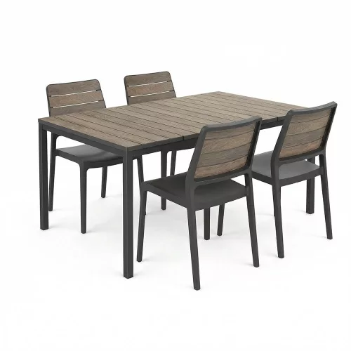 Porto Nova 160 4+1 kerti bútor garnitúra szett dió-grafit