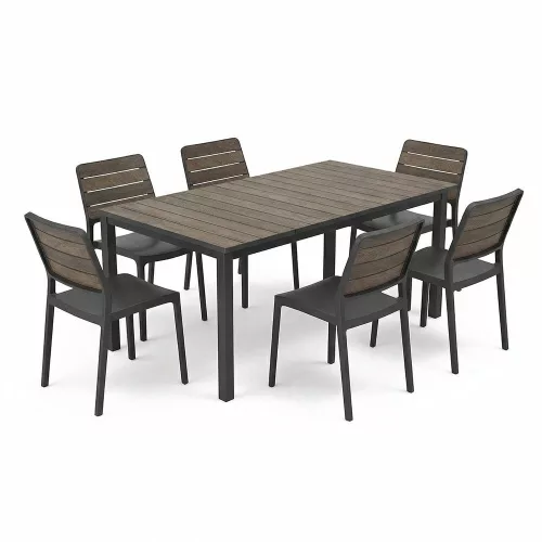 Porto Nova 160 6+1 kerti bútor garnitúra szett dió-grafit