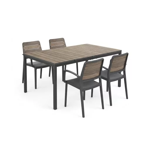 Porto Nova 160 4+1 kartámaszos kerti bútor garnitúra szett dió-grafit