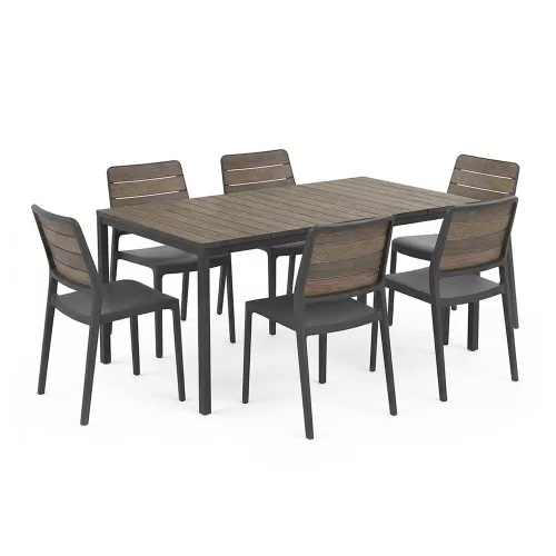 Porto Nova 200 6+1 kerti bútor garnitúra szett dió-grafit