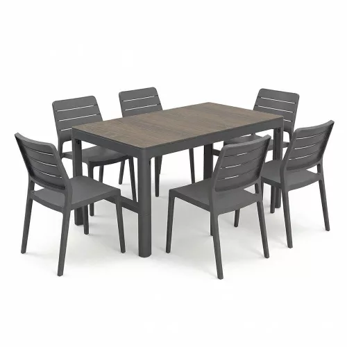 Deco Lyon Prime 6+1 kerti bútor garnitúra szett dió-grafit
