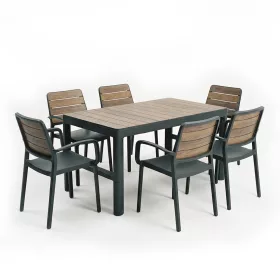 Deco Lyon 6+1 kartámaszos kerti bútor garnitúra szett dió-grafit