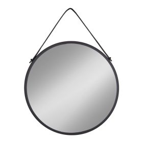 Trapani tükör acél/műbőr, fekete, ø60 cm