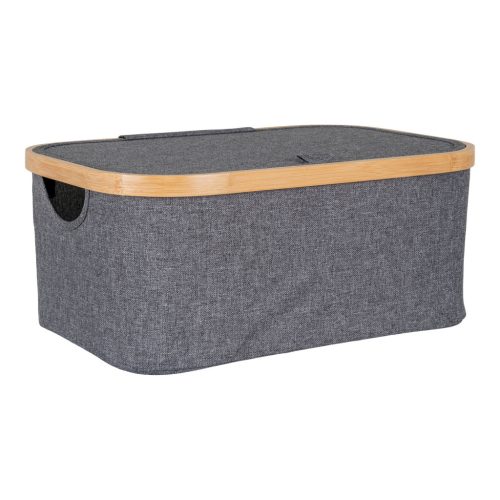 Noto kosár, bambusz/textil, sötétszürke, 38x26x16 cm