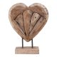 Almada Dekorációs szív teak fából, natúr, h30 cm