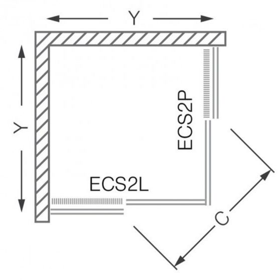 Exclusive Line ECS2L+ECS2P szögletes zuhanykabin két tolóajtóval 80x205 cm