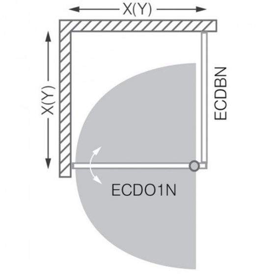 Exclusive Line ECDO1N+ECDBN aszimmetrikus sarokkabin zuhanytálca nélkül