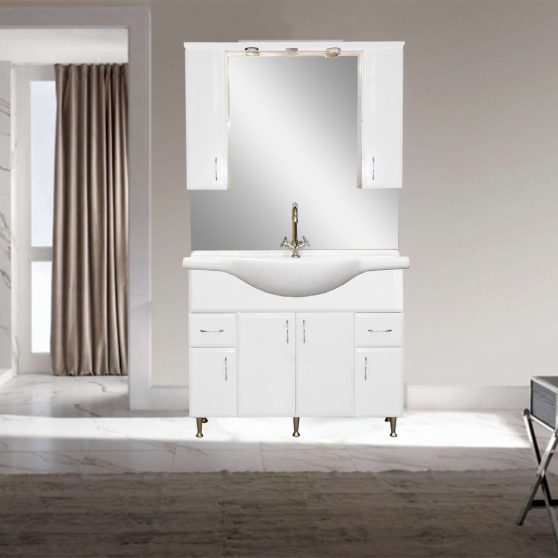 Bianca Plus 105 fürdőszoba bútor felsőszekrény, magasfényű fehér színben