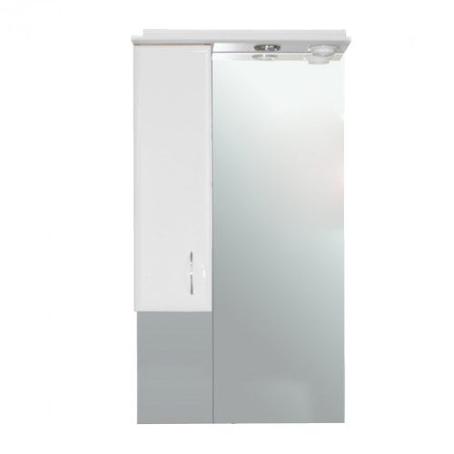 Bianca Plus 55 fürdőszoba bútor felsőszekrény, magasfényű fehér színben, balos nyitásirány