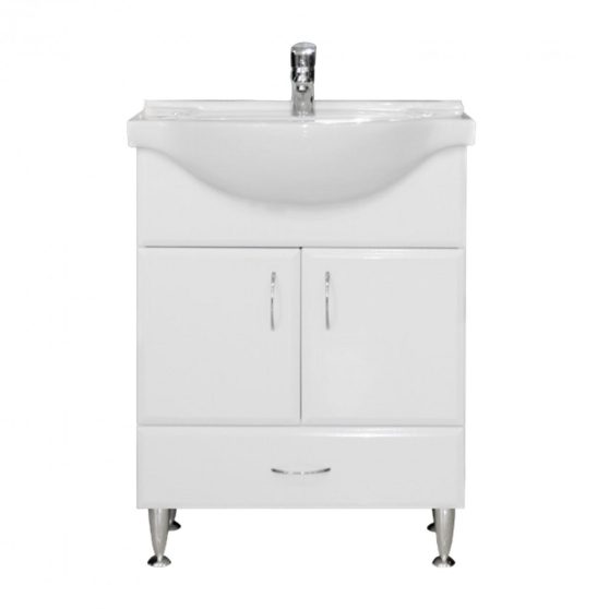 Bianca Plus 65 alsó szekrény mosdóval, magasfényű fehér színben