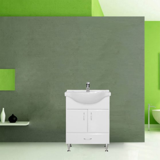 Bianca Plus 65 alsó szekrény mosdóval, magasfényű fehér színben