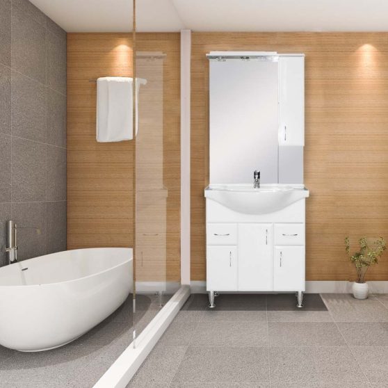 Bianca Plus 75 komplett fürdőszoba bútor magasfényű fehér