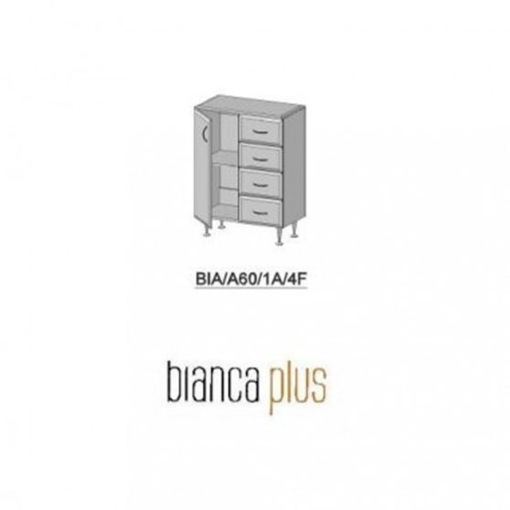 Bianca Plus 60 alacsony szekrény 1 ajtóval, 4 fiókkal,aida dió színben, jobbos