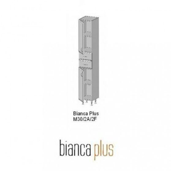 Bianca Plus 30 magas szekrény 2 ajtóval, 2 fiókkal, aida dió színben, balos