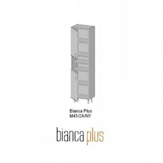 Bianca Plus 45 magas szekrény 2 ajtóval, nyitott, aida dió színben, univerzális