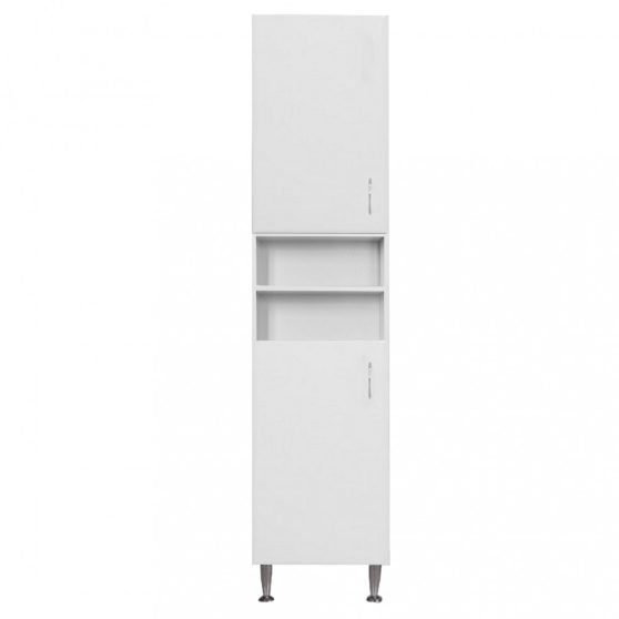 Bianca Plus 45 magas szekrény 2 ajtóval, nyitott, magasfényű fehér színben, univerzális
