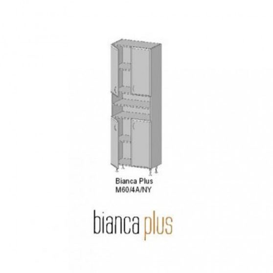 Bianca Plus 60 magas szekrény 4 ajtóval, nyitott, aida dió színben