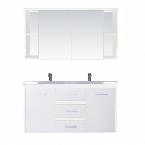 Capri fürdőszoba bútor komplett 120 cm, Magasfényű fehér-Magasfényű fehér