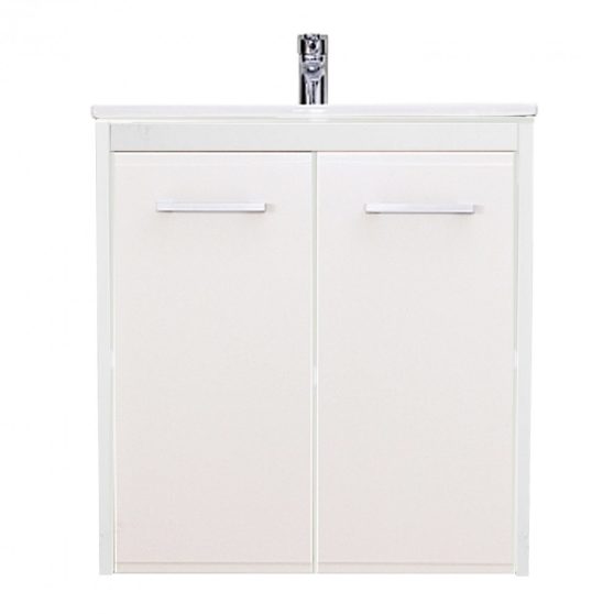 Capri fürdőszobabútor alsórész 60 cm mosdóval, Magasfényű fehér-Magasfényű fehér