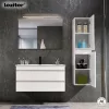 Cube Fürdőszobabútor 100 cm kerámia mosdóval (2 fiókos) tükörrel 60x100 cm magasfényű festett fehér