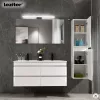 Cube Fürdőszobabútor 120 cm kerámia mosdóval tükörrel 60x120 cm magasfényű festett fehér