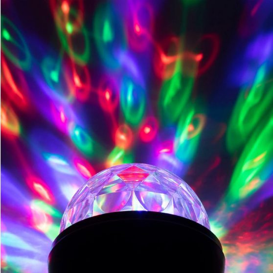 Diszkó lámpa, forgó RGB LED, 3W