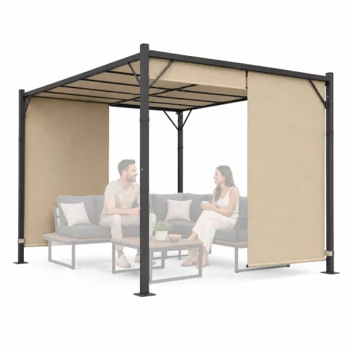 Kerti pergola 3x4 m acél váz bézs tetővel
