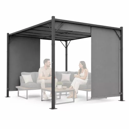 Kerti pergola 3x4 m acél váz szürke tetővel